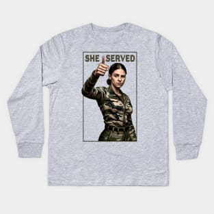 She Served Woman Veteran Kids Long Sleeve T-Shirt